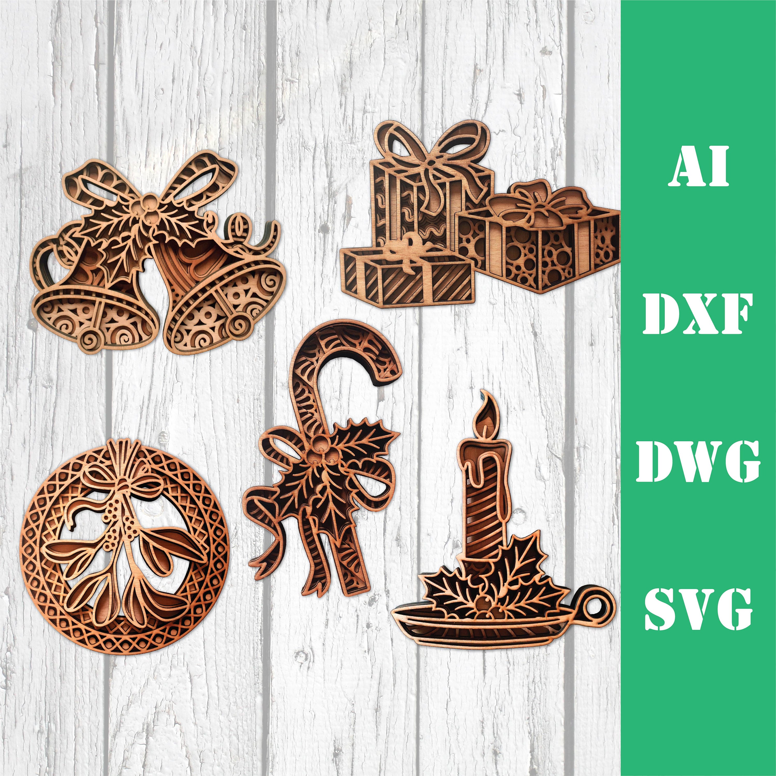 Christmas Bundle 3 3d Layered 5 Designs Mandala Laser Cut Files ...