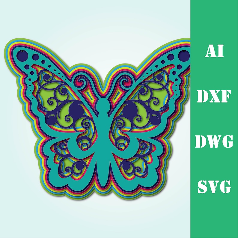 Download Butterfly multi layer mandala model laser cut file ...
