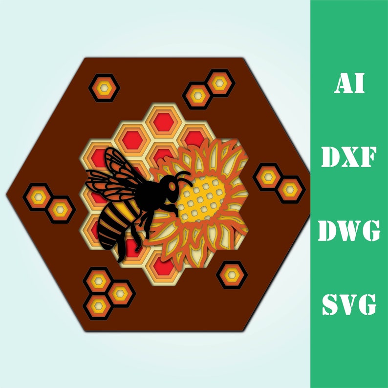 Download Beehive bee sunflower multi layer mandala model laser cut ...