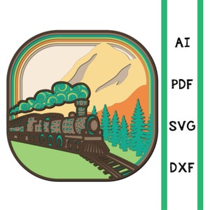Train layered multi layer mandala model laser cut files, commercial use train SVG  Cricut 3D CNC glowforce dxf svg ai pdf cricut landscape