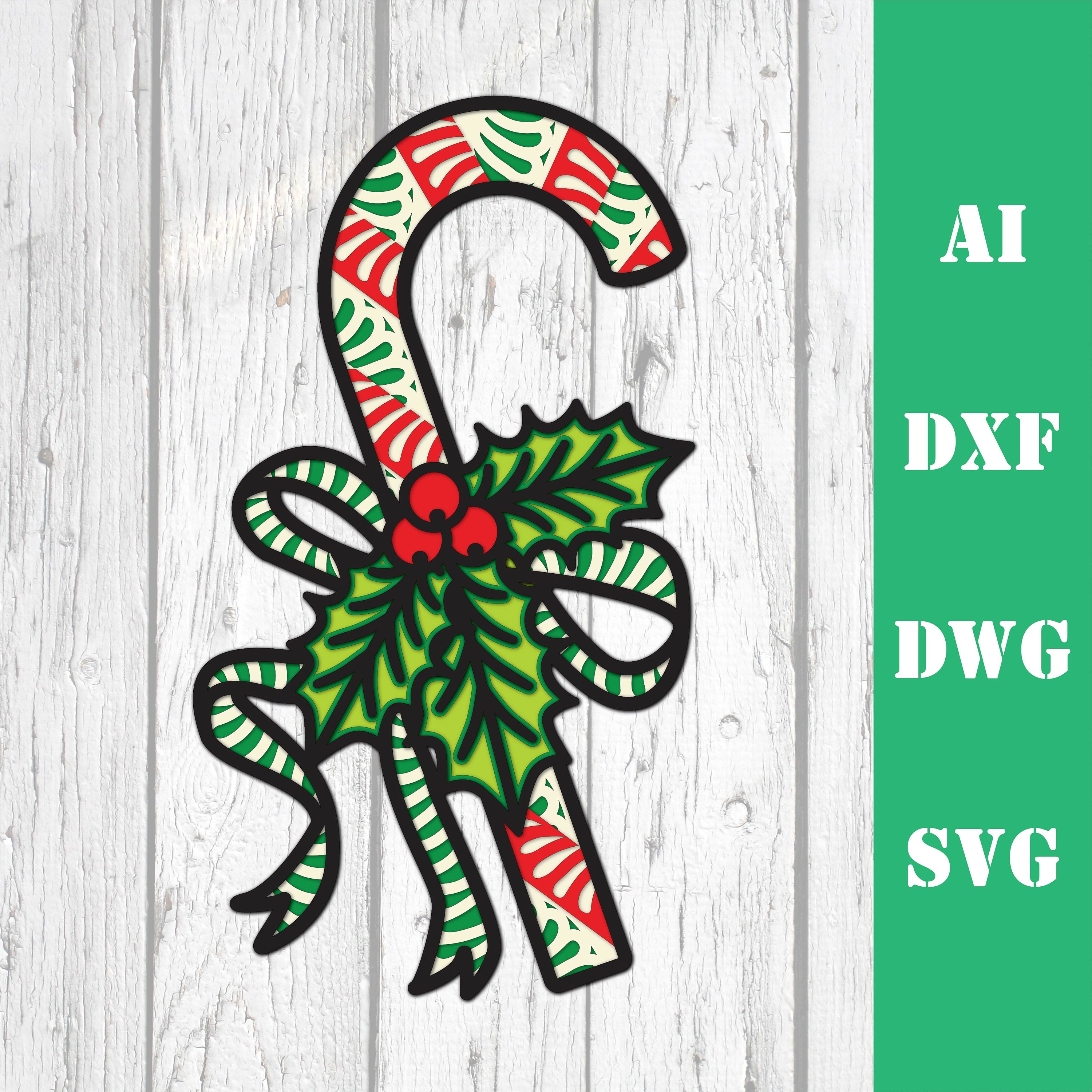 Candy Cane Christmas Layered 3d Multi Layer Mandala Laser Cut File ...