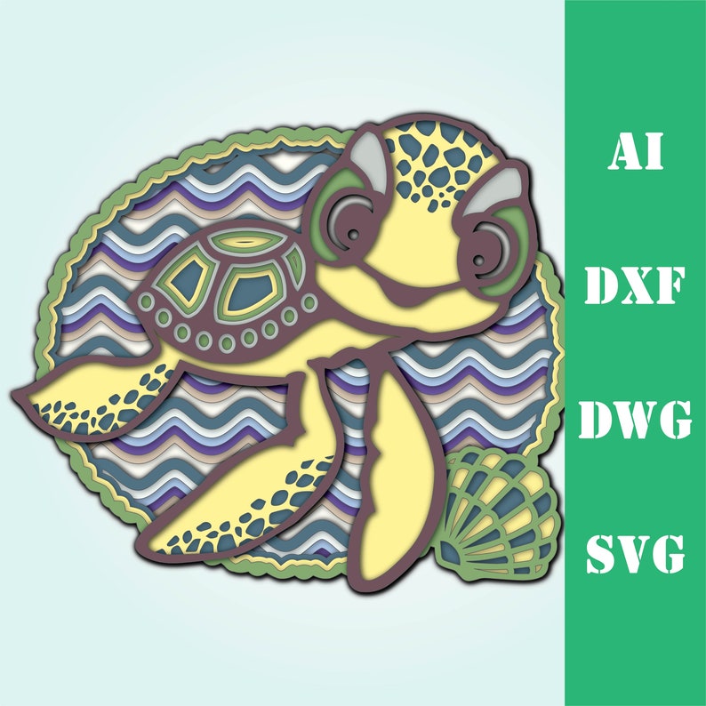 Download Baby sea turtle ocean multi layer mandala model laser cut ...