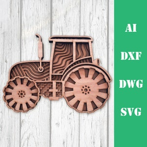 3d multi layer mandala tractor farmhouse farm layered tractor laser cut file wall art decor CNC download dxf svg ai dwg cricut Glowforge