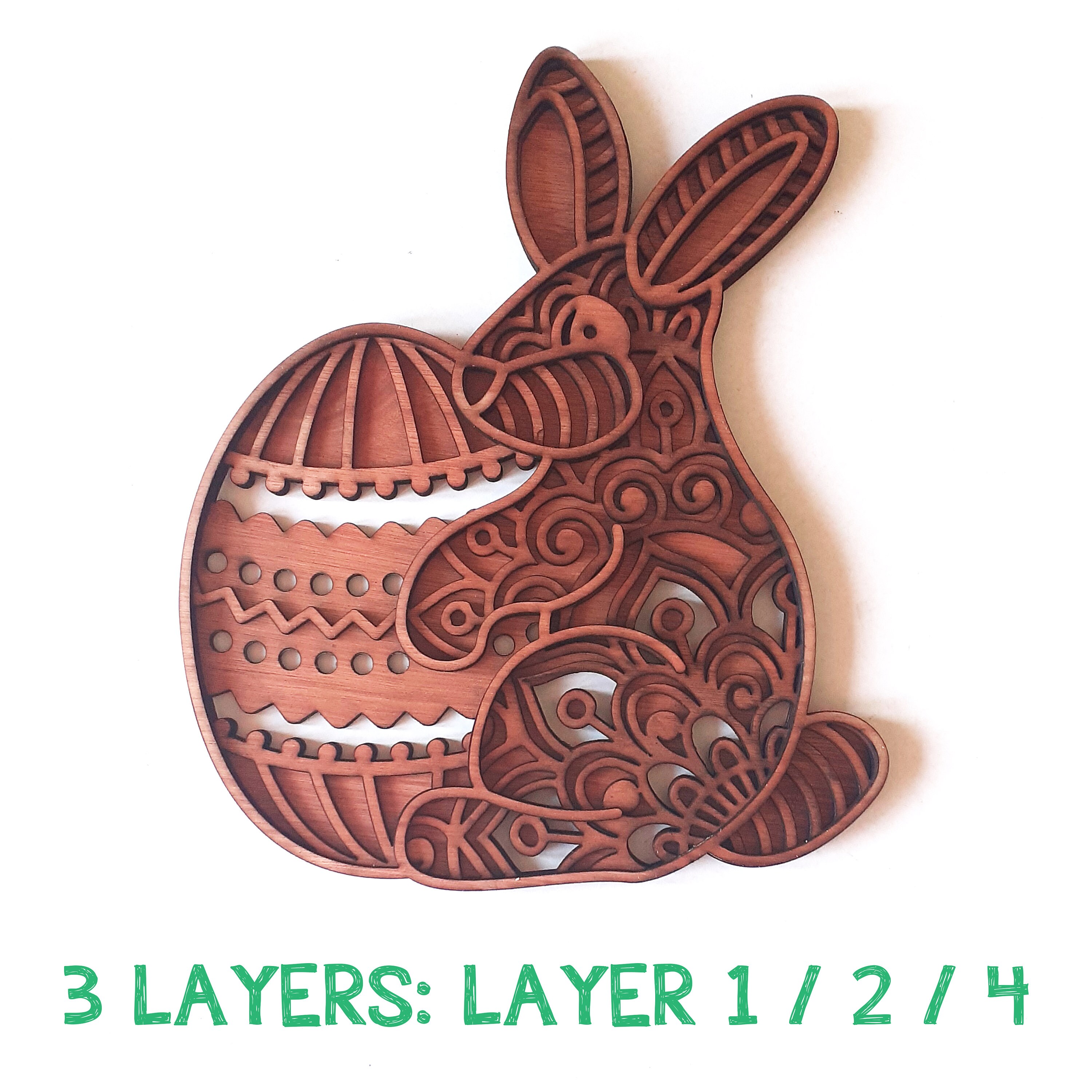 Easter Bunny With Easter Egg 3D Layered Multi Layer Mandala Laser Cut ...
