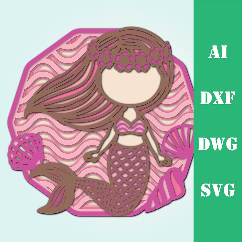 Download Cute mermaid ocean multi layer mandala model laser cut ...