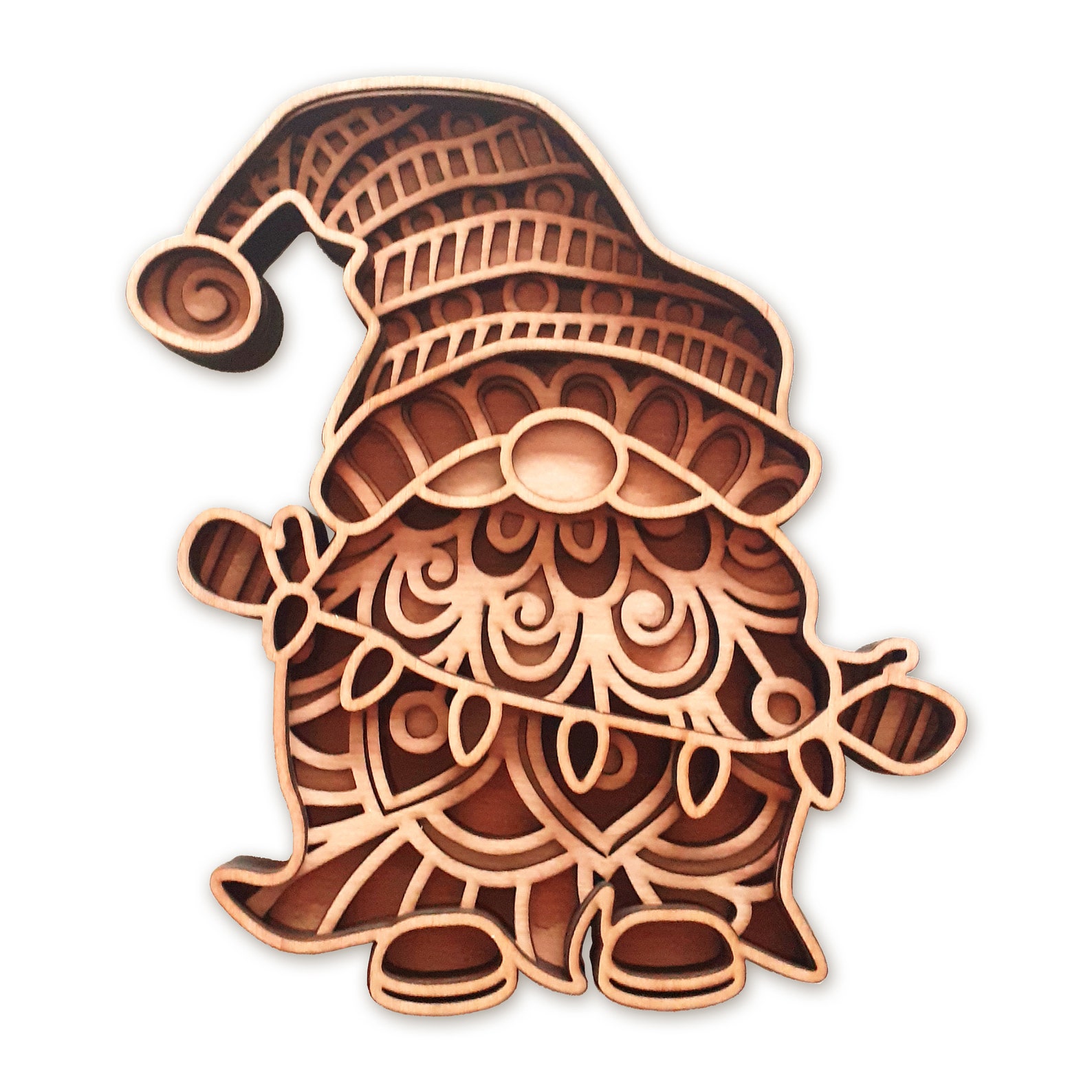 Layered Christmas Gnome 3d Multi Layer Mandala Laser Cut File Glowforge ...