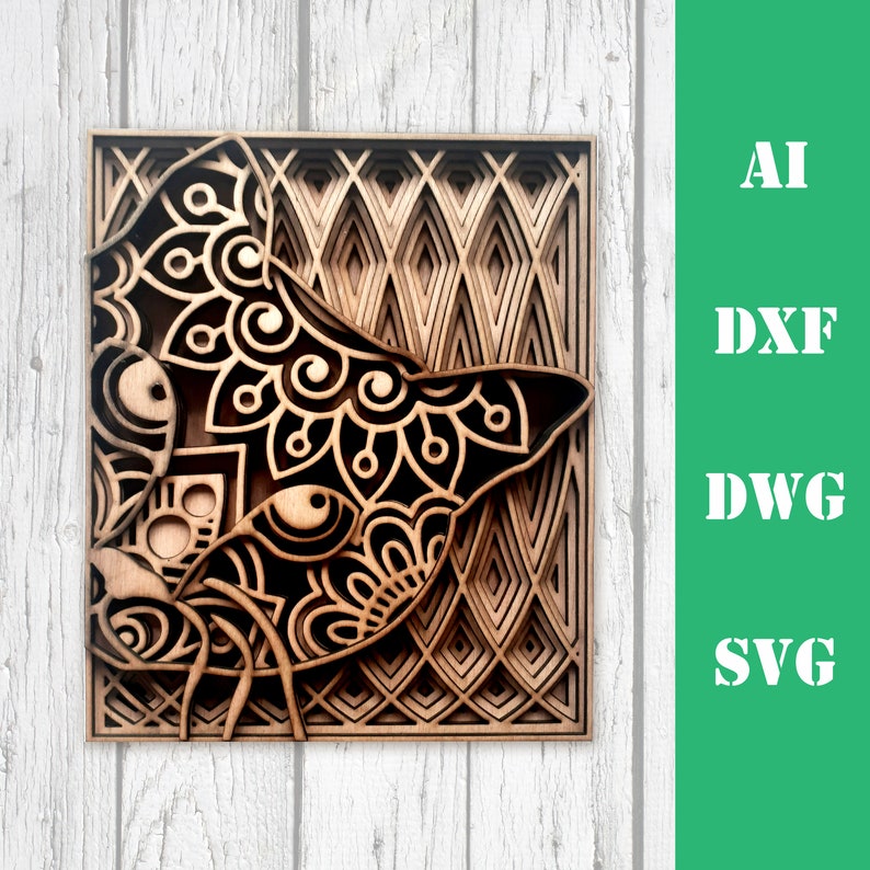 Download Cat Mandala DXF for Laser Cut Layered Cat Laser Cut Cat ...