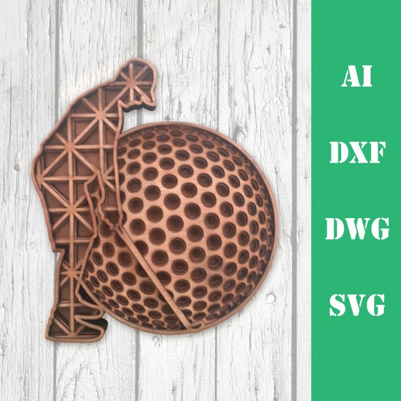 Golf Multi layer mandala golfer golf ball model laser cut Etsy