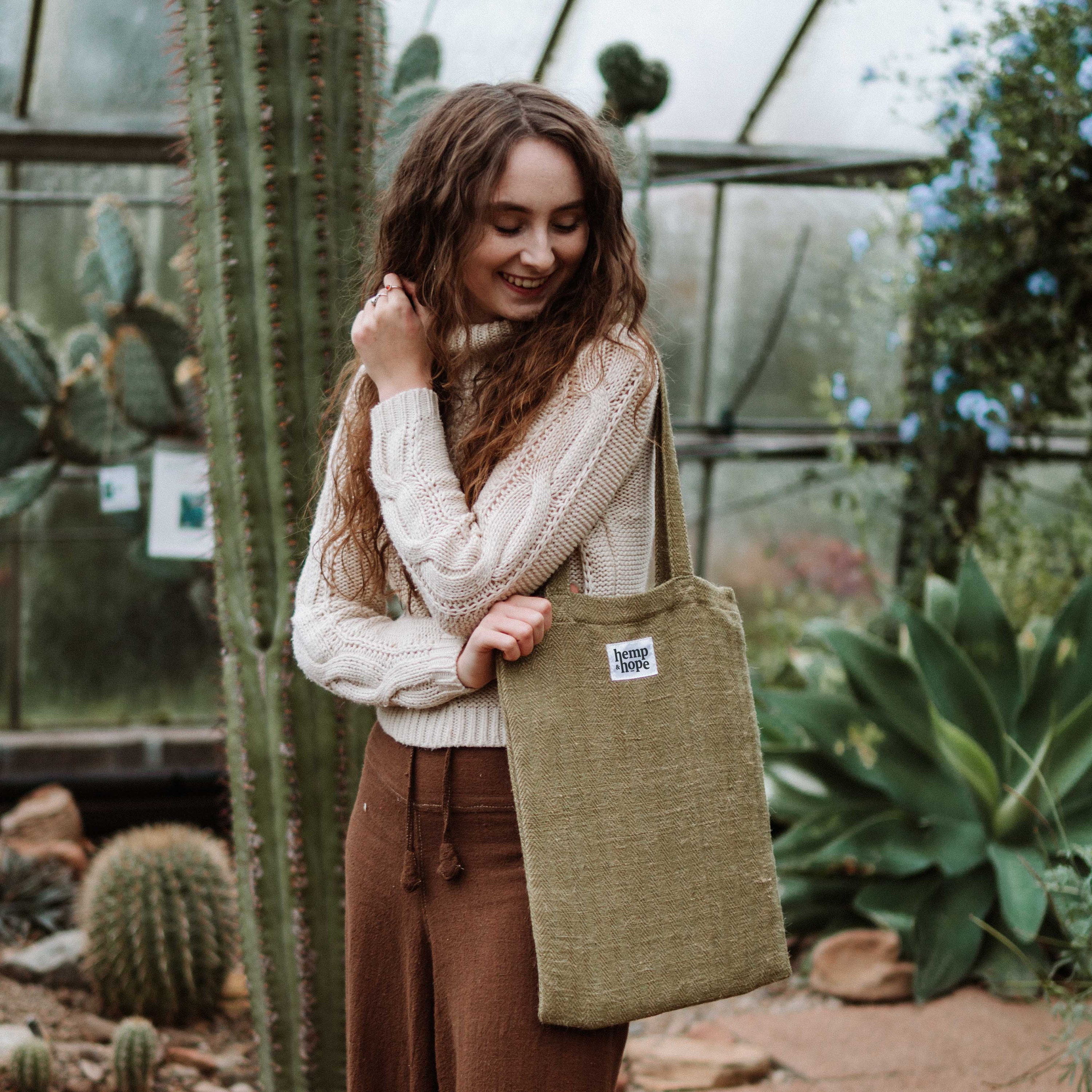 Hemp Tote Bag Green Etsy