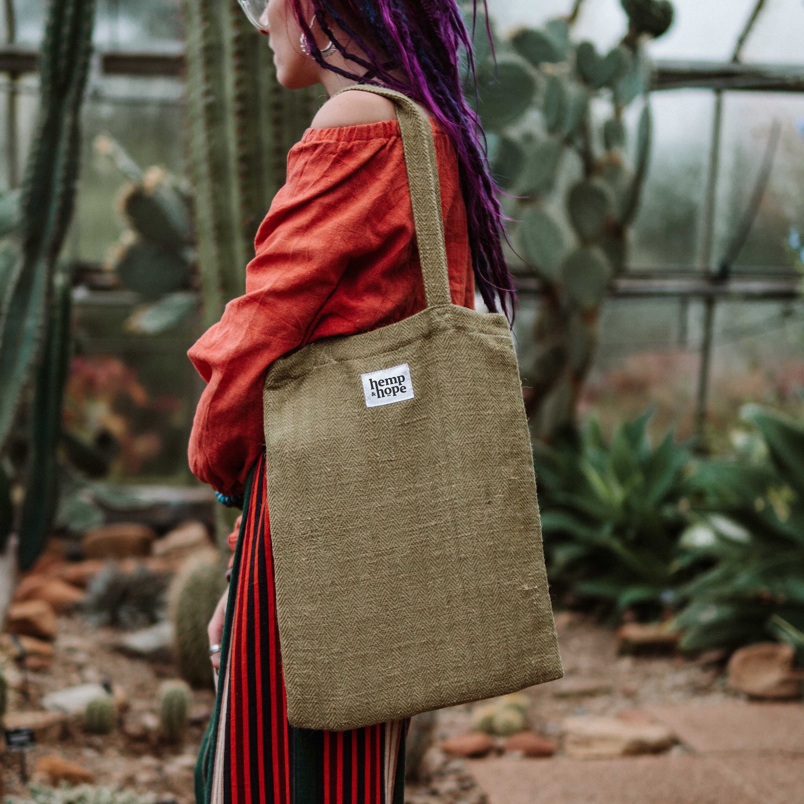 Hemp Tote Bag Green Etsy