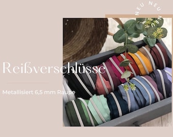 Reißverschluss, endlos, NylonRV, silberfarben metallisiert, Raupe 6,5 mm, verschiedene Farben, inkl 3 silberfarbene Zipper, Taschenzubehör