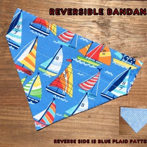 Summer Fun Dog Bandana-Sailboat Print Reversible Dog Bandana-Beach Wedding Dog Bandana-Tropical Wedding Dog Bandana-Nautical Dog Bandana