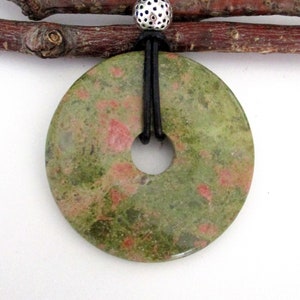 Unakite Natural Gemstone Energy Donut Pendant Necklace 45-50mm.  ED415 / 1 / 2 - ED415-45