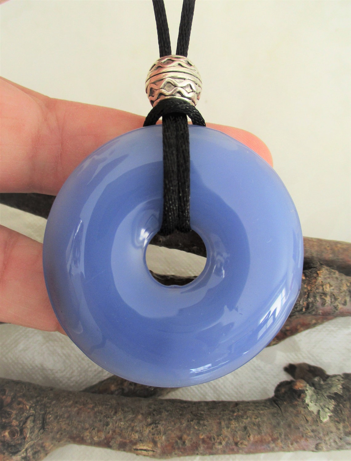Blue Jade Natural Gemstone Donut Energy Pendant Necklace. NEW Etsy