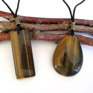 Tiger Eye Natural Gemstone Multi Shape Energy Pendant Necklace.   ER640-B / D / G / H / J / K