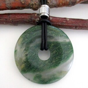 Verdite Natural Gemstone Donut Energy Pendant Necklace 40mm.  ED363 / A / B / C