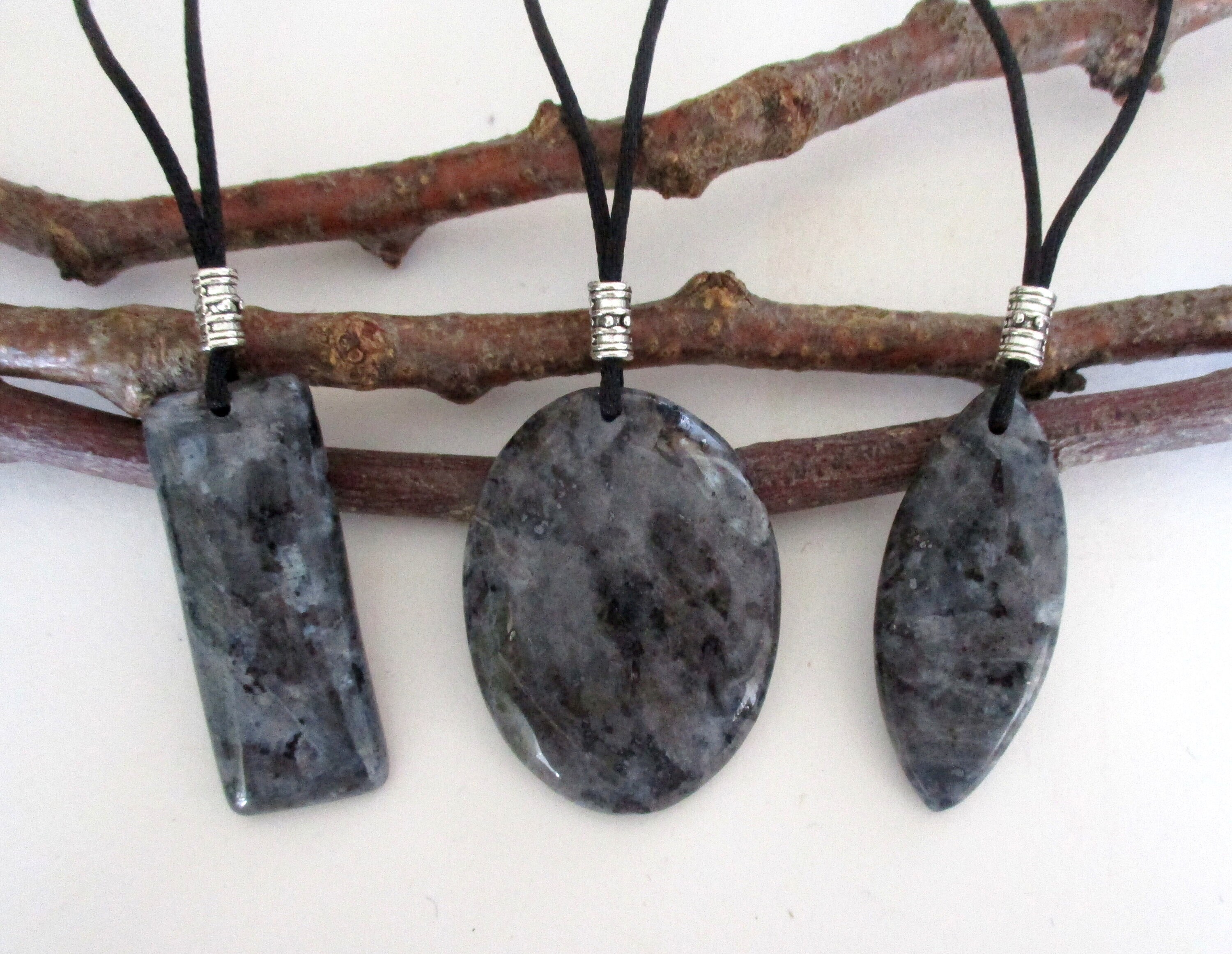 Larvikite Natural Stone Multi Shapes Energy Pendant Necklace