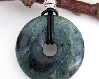 Kambaba Jasper Natural Gemstone Donut Energy Pendant Necklace 40mm.  ED387-B / E / J / L