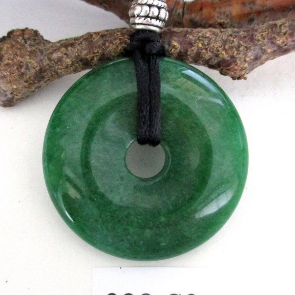 Green Jade Natural Gemstone Donut Energy Pendant Necklace 40mm.   ED328-S2 / S8 / S9 / S0