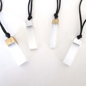 Selenite Natural Gemstone Wrapped Oblong Shape Energy Pendant Necklace.  ER566-G / ER566-S