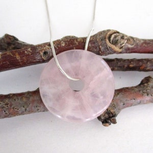 Rose Quartz Natural Gemstone Donut Energy Pendant Necklace. 30-45mm  ED540 / A - ED623