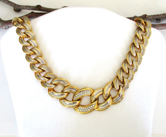 Vintage 1980’s Golden Cuban Curb Link Chain with … - image 1