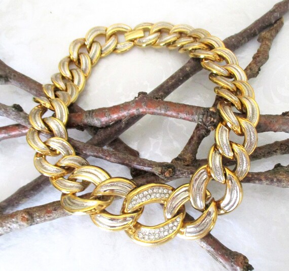 Vintage 1980’s Golden Cuban Curb Link Chain with … - image 2