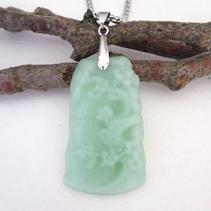 Light Green Jade Carved Tree, Goddess & Buddha Natural Gemstone Energy Necklace.  EJ348 / B - EJ600 / B / EJ303