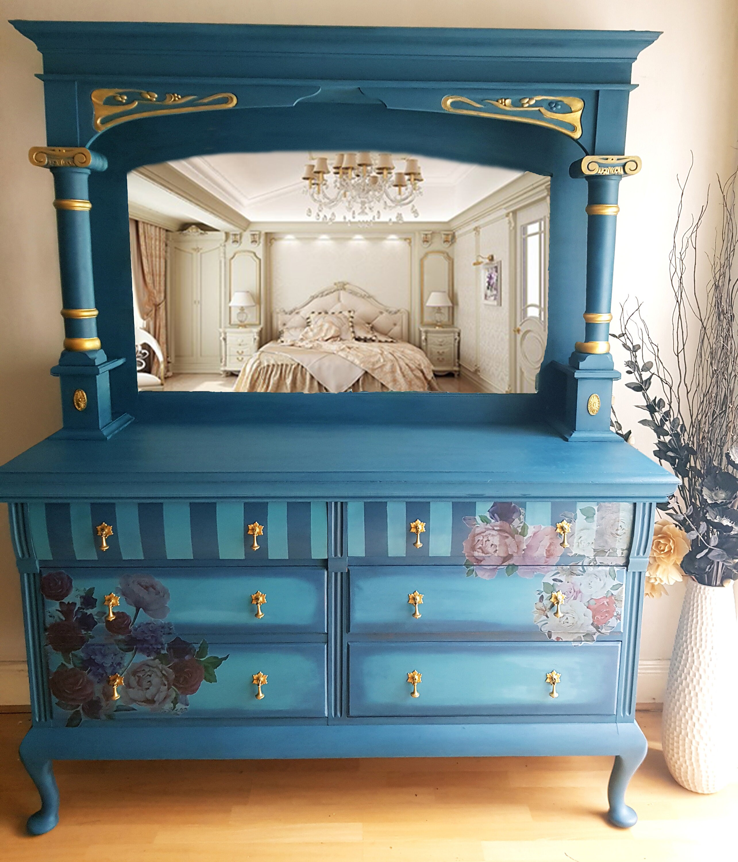 Antique Dressing Table & Mirror. Very Unique And Large. Etsy