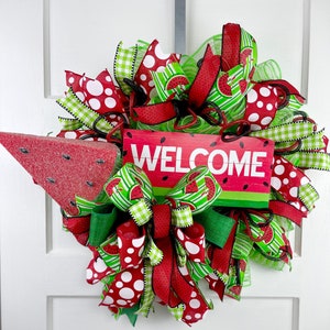Watermelon Wreath, Summer Watermelon Door Wreath, summer wreath decor, welcome wreath, summertime wreath, watermelon wall wreath decor