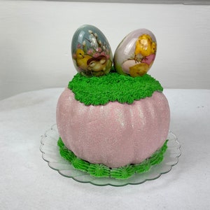 Eater Egg Fake Cake Centerpiece for Table, Pink Easter Egg Fake Bake Cake, fake cake decor, fake dessert display, fake food party decor