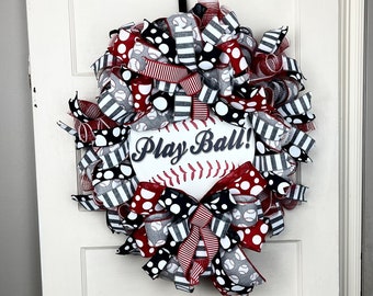 Baseball Front Door Wreath, Baseball Home Decor, Ball Wall Hanging, Sports Door Hanger
