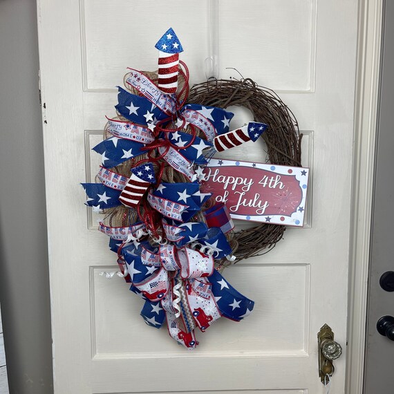 Patriotic Outdoor Wreath July 4th Front Door Wreath or Porch Etsy
