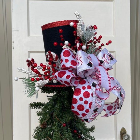 Snowman Hat Christmas Tree Topper Whimsical Tree Topper Etsy