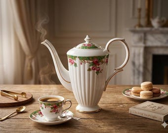 Royal Stafford Bone China Coffee Pot – English Porcelain Teapot, Vintage Floral, 22 cm