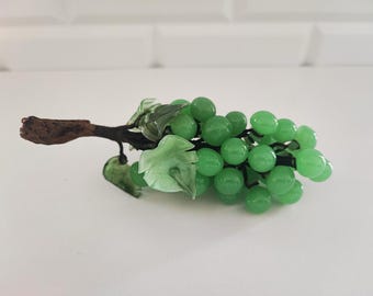 Dekoracja z winogron jadeitowych w stylu vintage, zielony klaster kamieni, symbol azjatyckiego feng shui