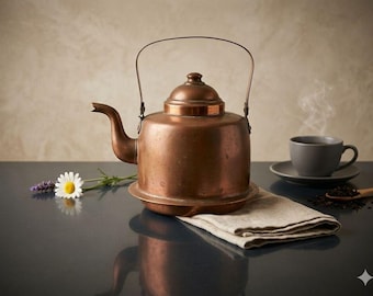 Bollitore vintage OPA Finlandia in rame da 1,5 litri, teiera/caffettiera rustica artigianale in stile scandinavo.