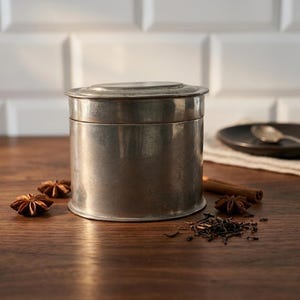 Vintage Portuguese VMC Fecit Pewter Lidded Canister Portugal Oval Tobacco Jar Tea Caddy Box