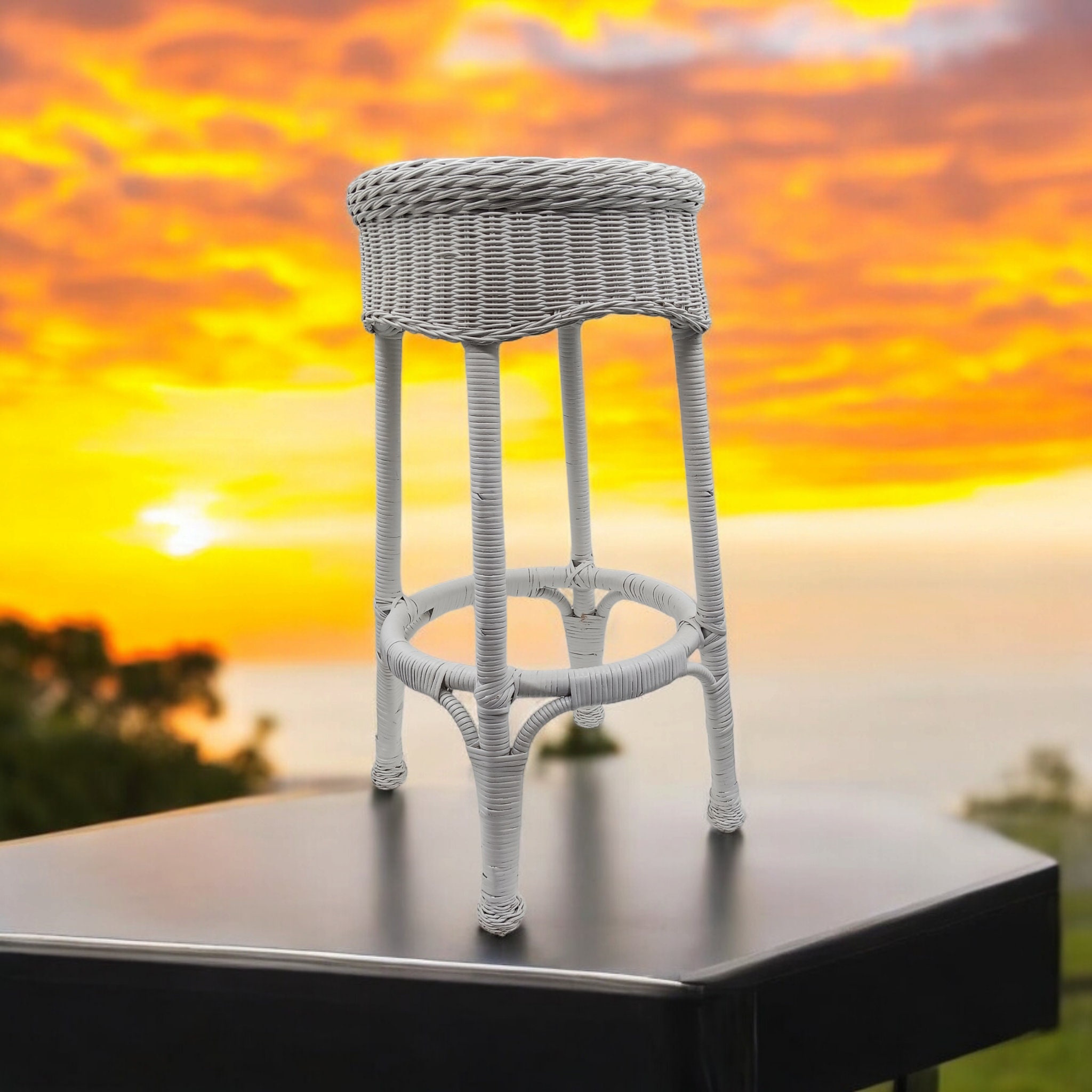 White rattan stool cheap