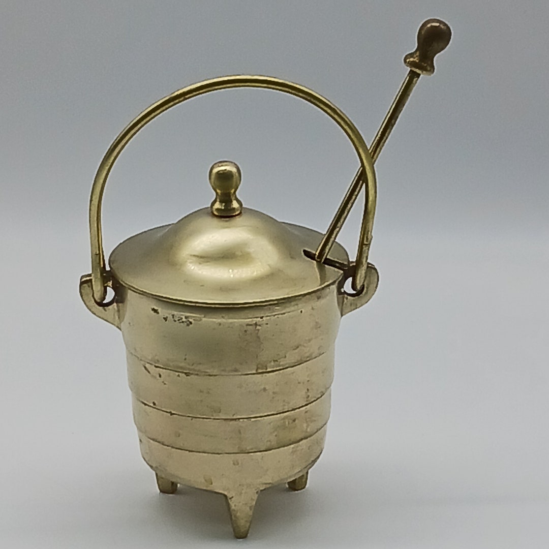 Vintage Large Brass Fire Starter Cauldron Lidded Incense Burner Etsy