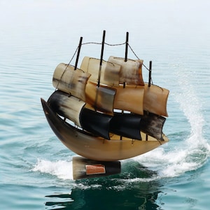 Vintage kunstbeeldhouwkunst zeilschip Bull Horn