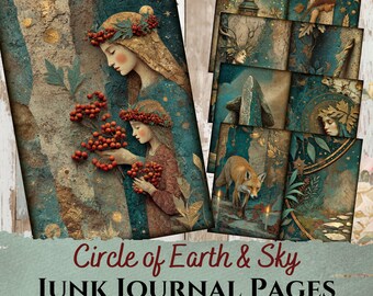 Sacred Pagan Junk Journal Pages,Green Witch Digital Scrapbook,Mystic Moon Printable,Grimoire Download,Spiritual Nature Ephemera