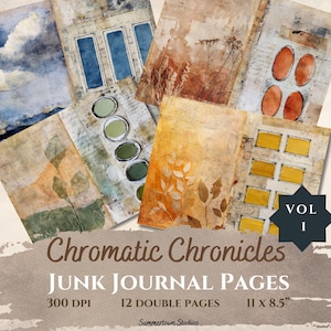 Paint Swatch Junk Journal pages, Printable Vintage Papers, Digital Download, Scrapbook Supplies, Crafting Kit