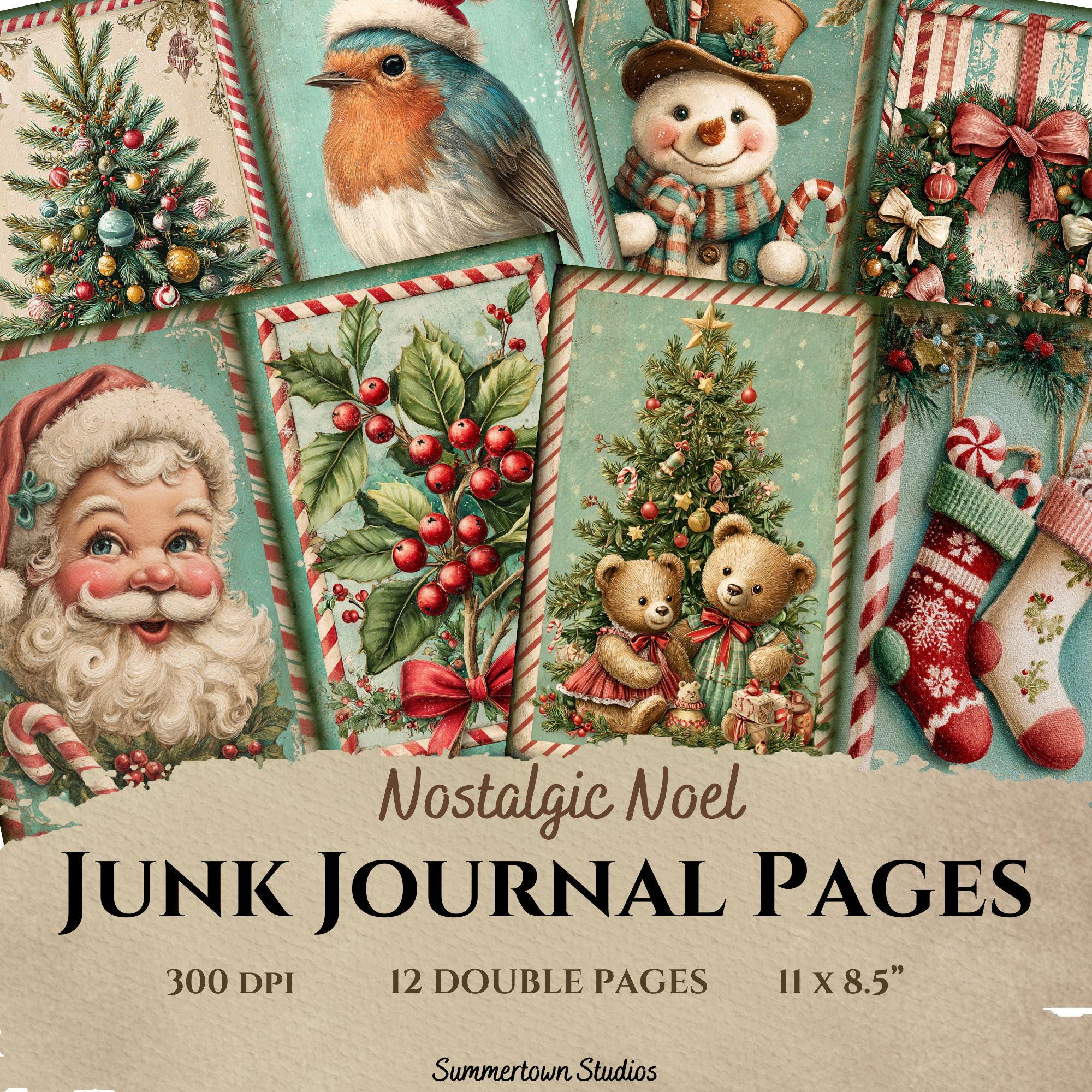Digital Papers Retro Christmas Junk Journal Kit, Mid Century Vintage ...