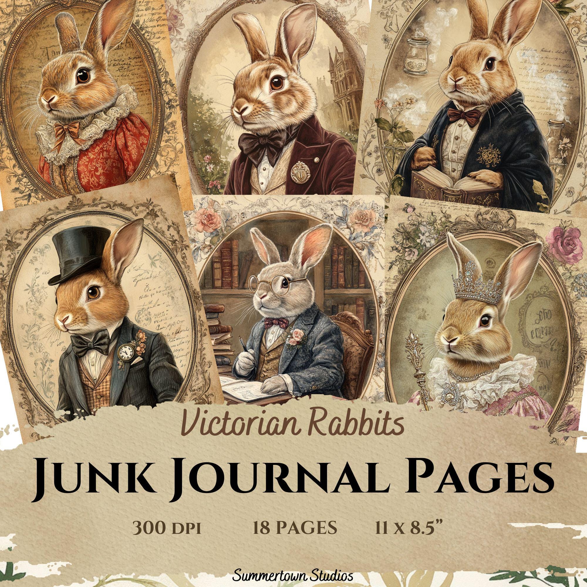 Victorian Rabbit Junk Journal Pages: Vintage Ephemera (digital Download ...