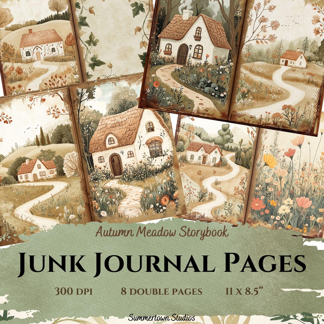 Autumn Meadow Junk Journal Kit, Printable Fall Ephemera, Digital ...