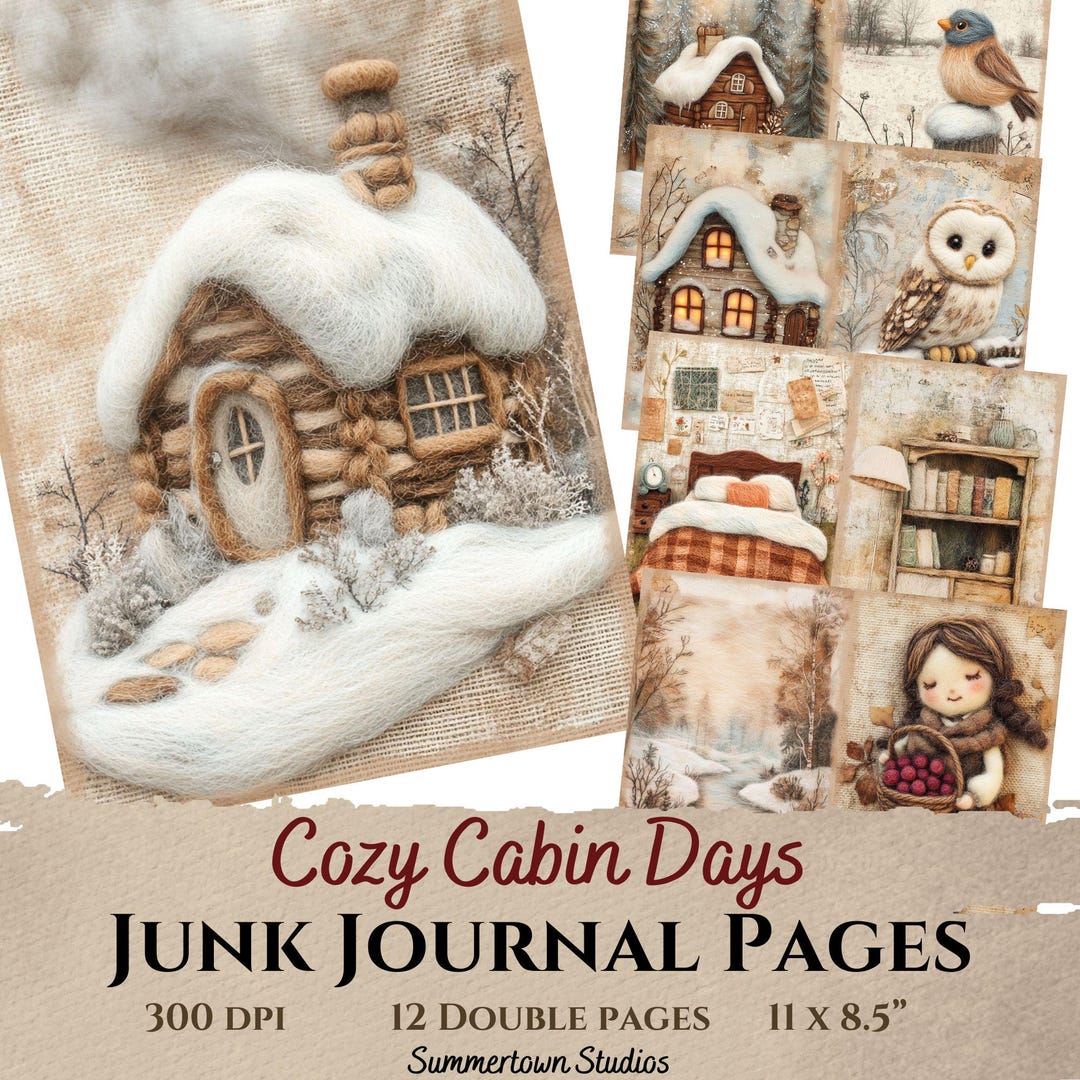 Cozy Winter Cabin Junk Journal Digital Kit, Printable Rustic Ephemera ...