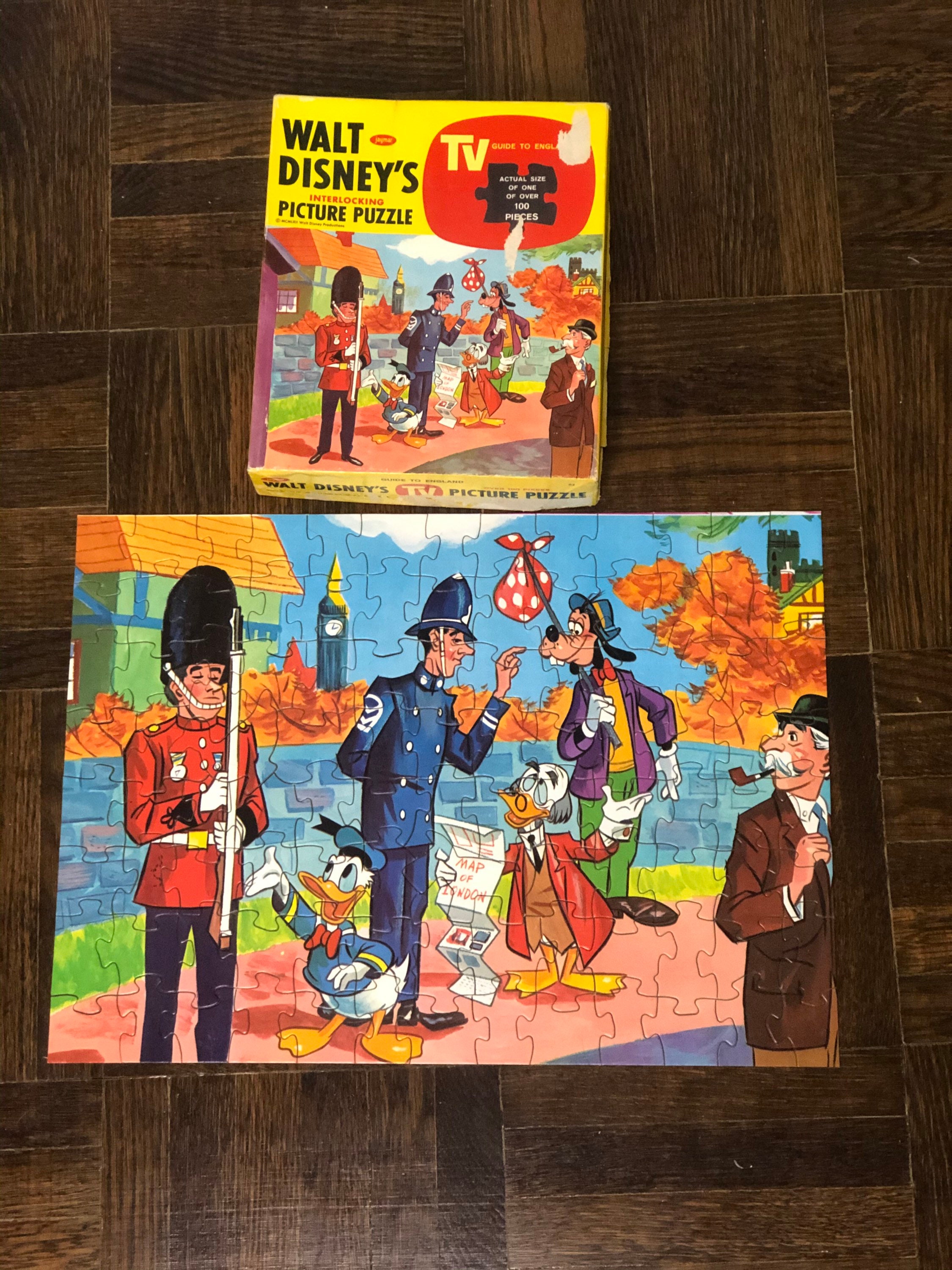 1962 Walt Disney Jaymar picture puzzle TV guide to England Etsy