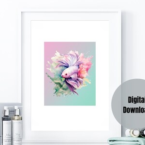 Purple Fighting Fish Betta Fish Wall Art, Coastal Decor Perfect for Fish Enthusiasts, Betta Fish Decor, Watercolor Animal Wall Art