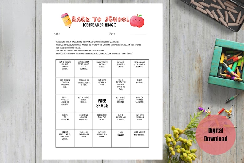 Icebreaker Bingo Game Activity | Back to School Icebreaker Game ...